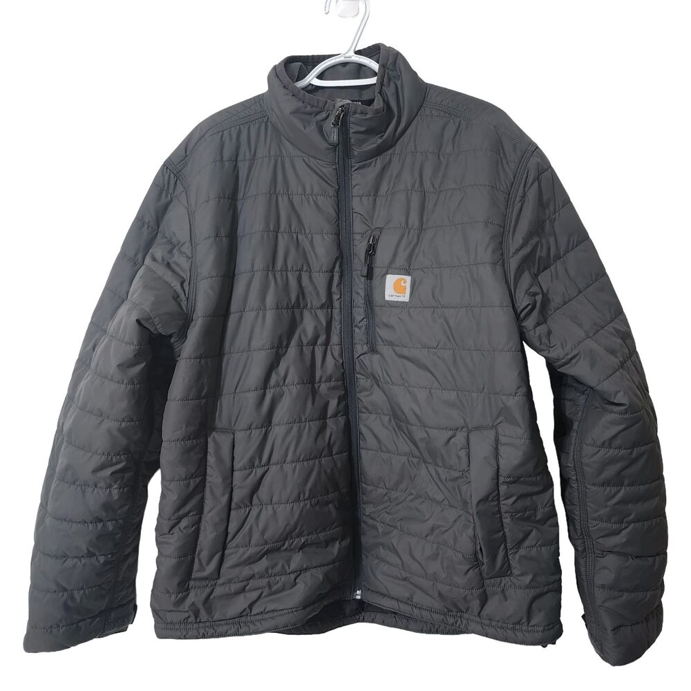 Carhartt Gilliam Jacket Mens M Shadow Gray Quilted Full Zip Rain Defender OJ2208